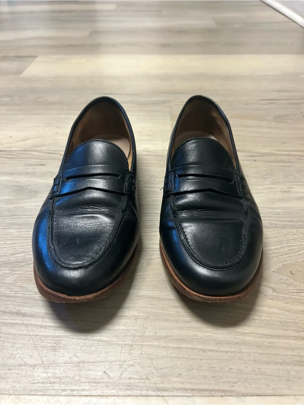 J Crew Ryan Penny Loafers Flats Shoes Womens Sz 8 Black Leather Slip On Academia